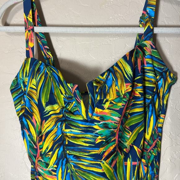 Soma tropical palm print v wire tankini swim suit size large - Picture 3 of 11